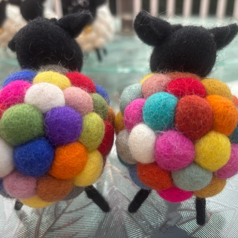 Colorful Wool Felt Sheep Decor